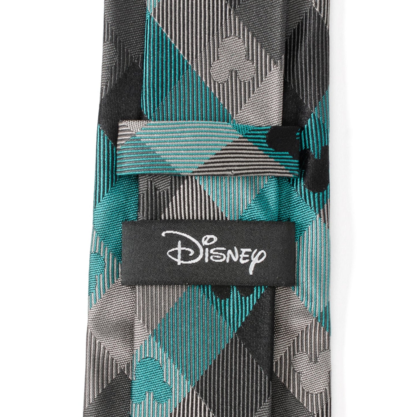 Disney Mickey Mouse Silhouette Teal Plaid Men's Tie