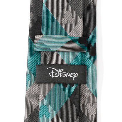 Disney Mickey Mouse Silhouette Teal Plaid Men's Tie