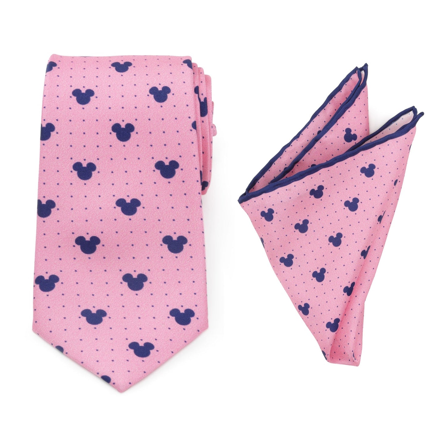 Disney Mickey Mouse Dot Pink Tie and Pocket Square Gift Set