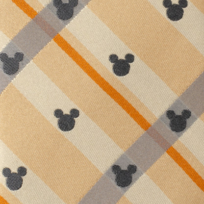 Disney Mickey Mouse Silhouette Tan Plaid Tie