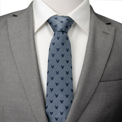 Disney Mickey Mouse Silhouette Blue Herringbone Men's Tie