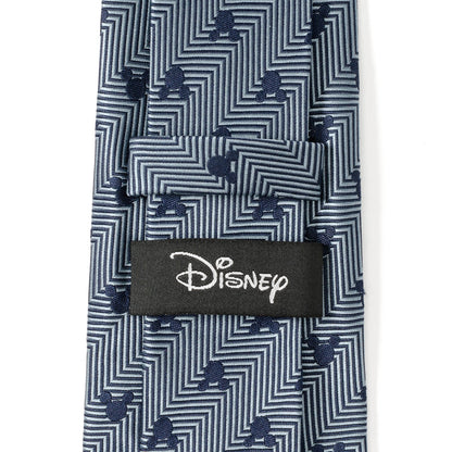 Disney Mickey Mouse Silhouette Blue Herringbone Men's Tie
