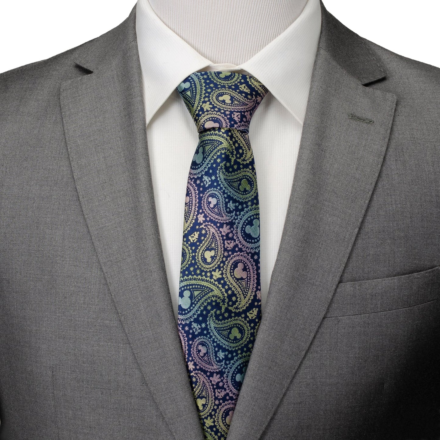Disney Mickey Mouse Silhouette Iridescent Paisley Navy Tie