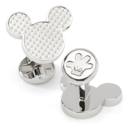 Disney Mickey Mouse Silhouette Basket Weave Cufflinks