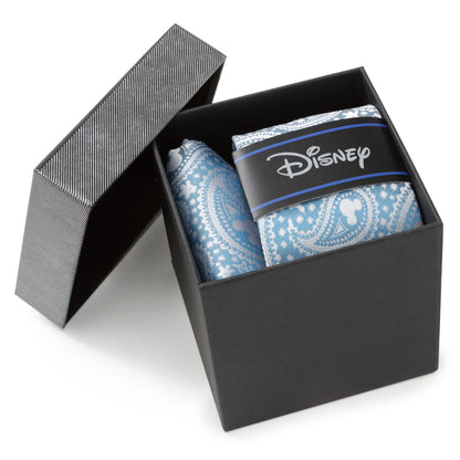 Disney Mickey Mouse Teal Paisley Necktie and Pocket Square Gift Set