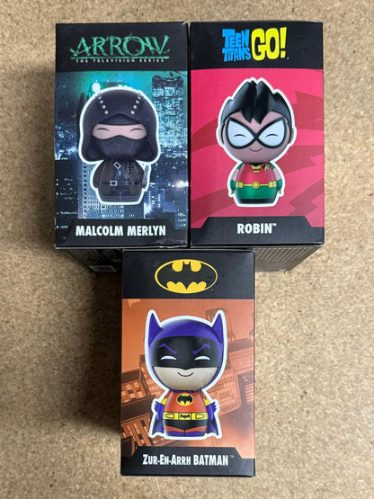 DC Funko Dorbz Set - Arrow Malcolm Merlyn, Robin & Zur-En-arrh Batman Exclusive Lot Of 3