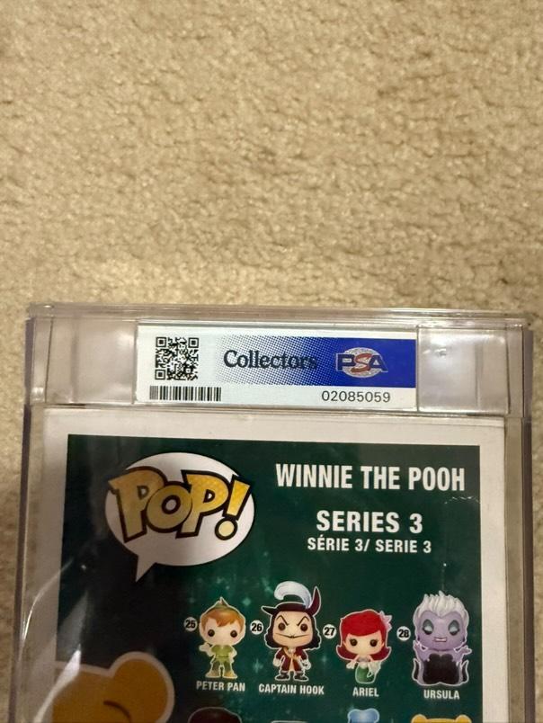 Disney Funko Pop! - Winnie the Pooh (Flocked) #32 SDCC LE480 PSA 7.0 Graded and Encapsulated