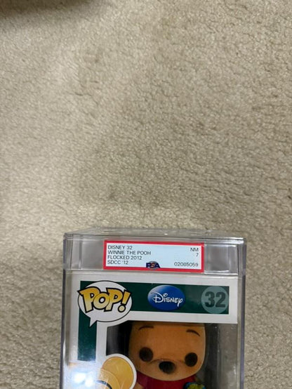 Disney Funko Pop! - Winnie the Pooh (Flocked) #32 SDCC LE480 PSA 7.0 Graded and Encapsulated