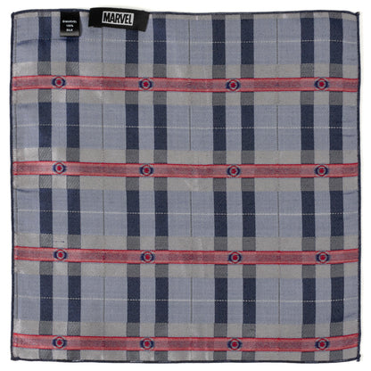 Marvel Captain America Gray Plaid Pocket Square