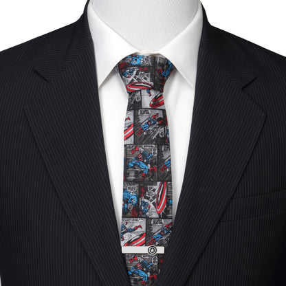 Marvel Captain America Comic Gray Men's Tie