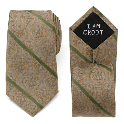 Marvel Guardians of the Galaxy Groot Tan Striped Men's Tie
