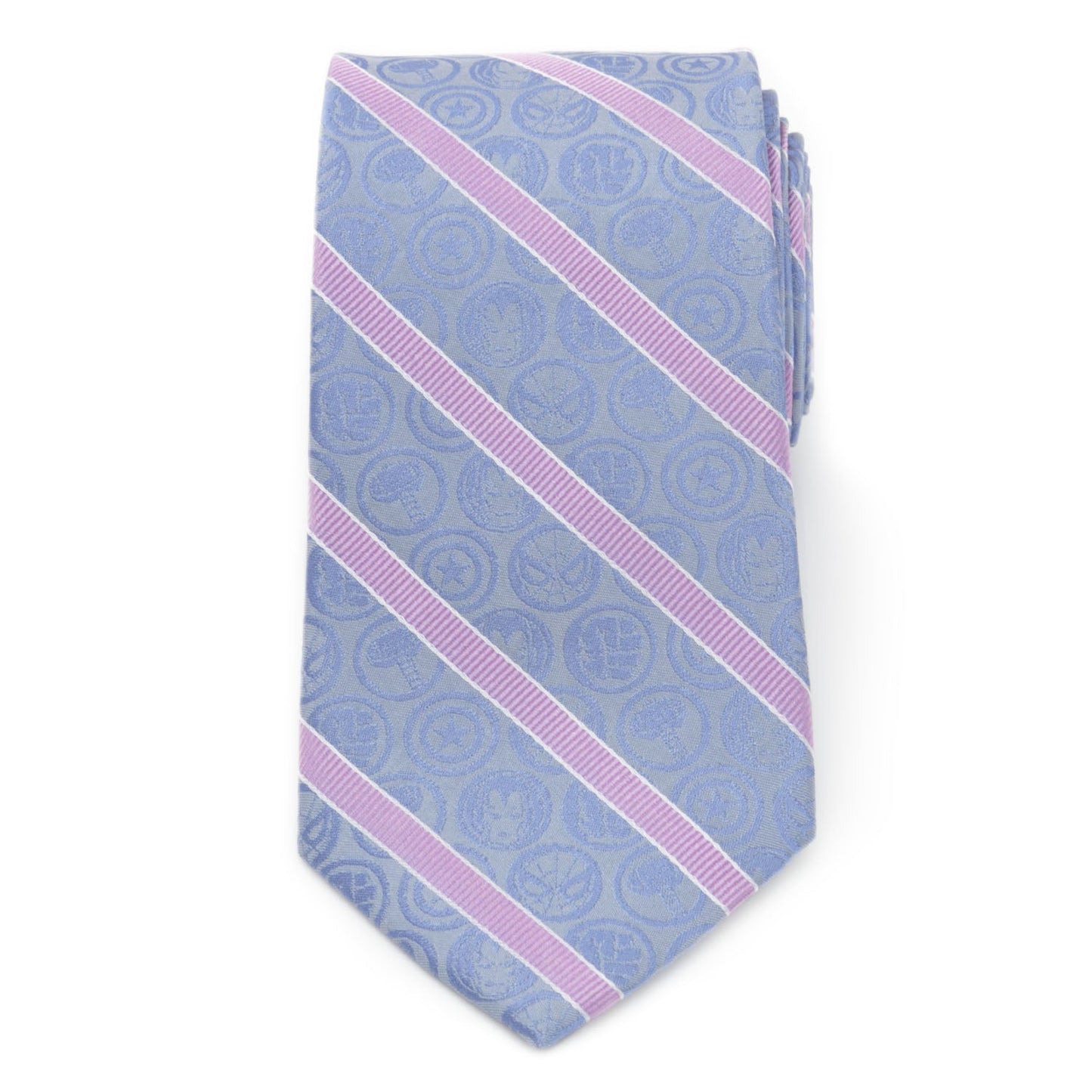 Marvel Comics Blue and Pink Stripe Silk Men's Tie