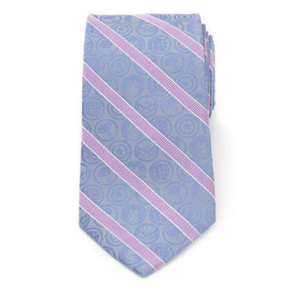 Marvel Comics Blue and Pink Stripe Silk Men's Tie