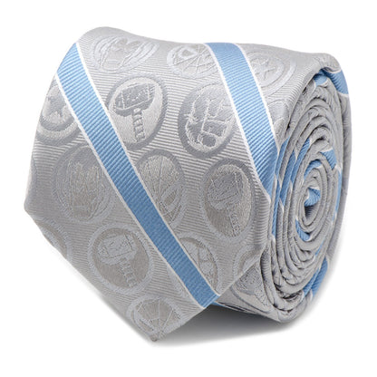 Marvel Comics Gray and Blue Stripe Men's Tie