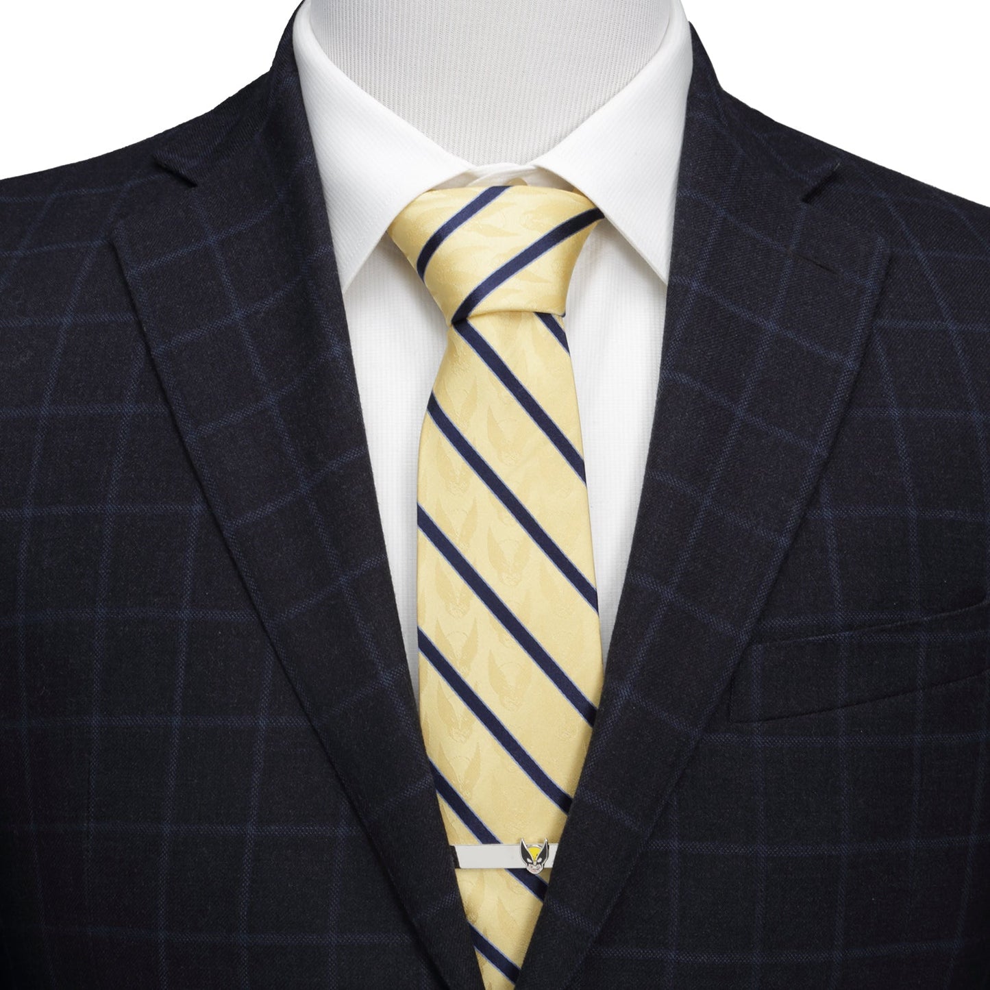 Marvel X-Men Wolverine Yellow and Navy Stripe Silk Men's Tie
