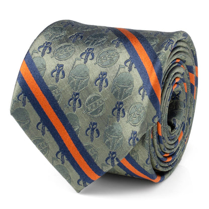 Star Wars Boba Fett Mythosaur Green, Orange, and Blue Striped Tie