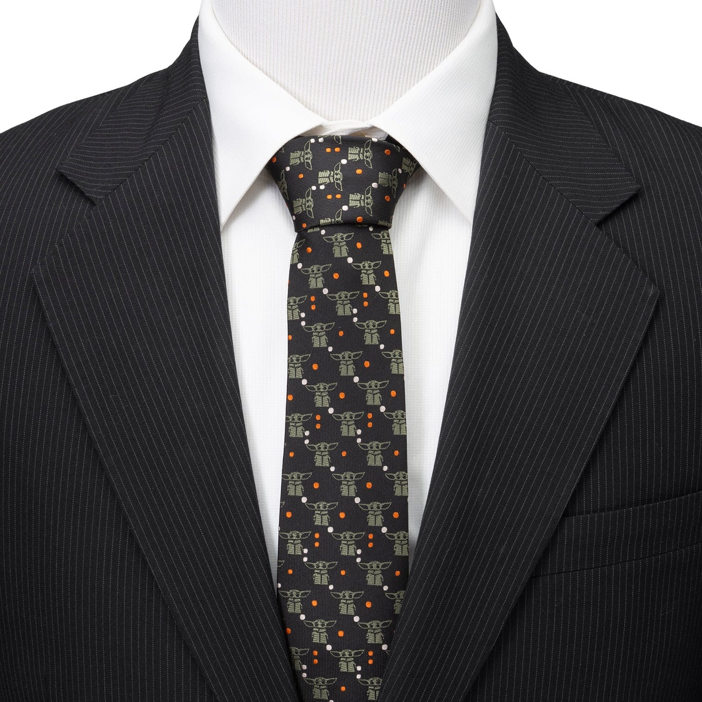 Star Wars Grogu Black and Orange Dotted Tie