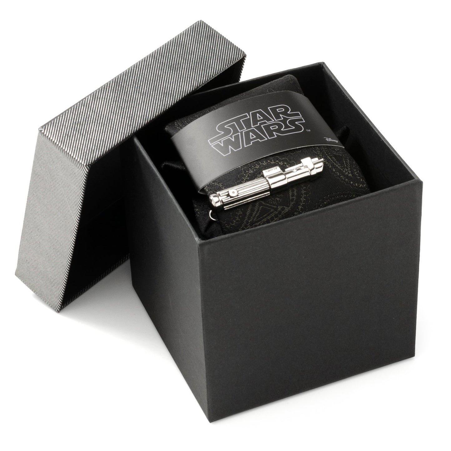 Star Wars Darth Vader LIGHTSABER Tie Clip and Black Paisley Tie – Choose the Dark Side Gift Set
