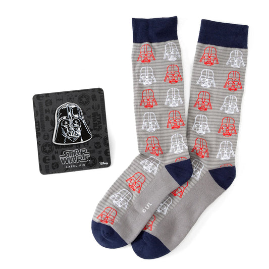 Star Wars Darth Vader Gray and Red Dress Socks and Lapel Pin Gift Set