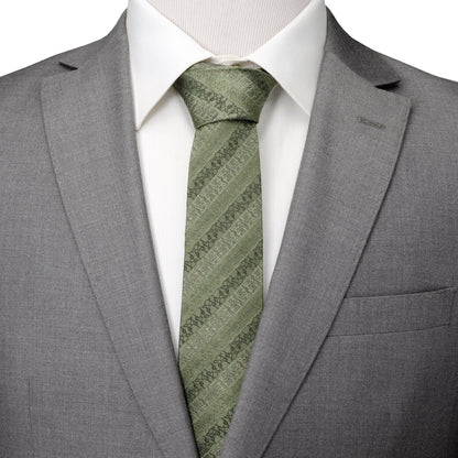 Star Wars Grogu Outline Striped Sage Green Tie