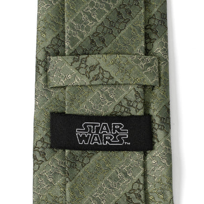 Star Wars Grogu Outline Striped Sage Green Tie