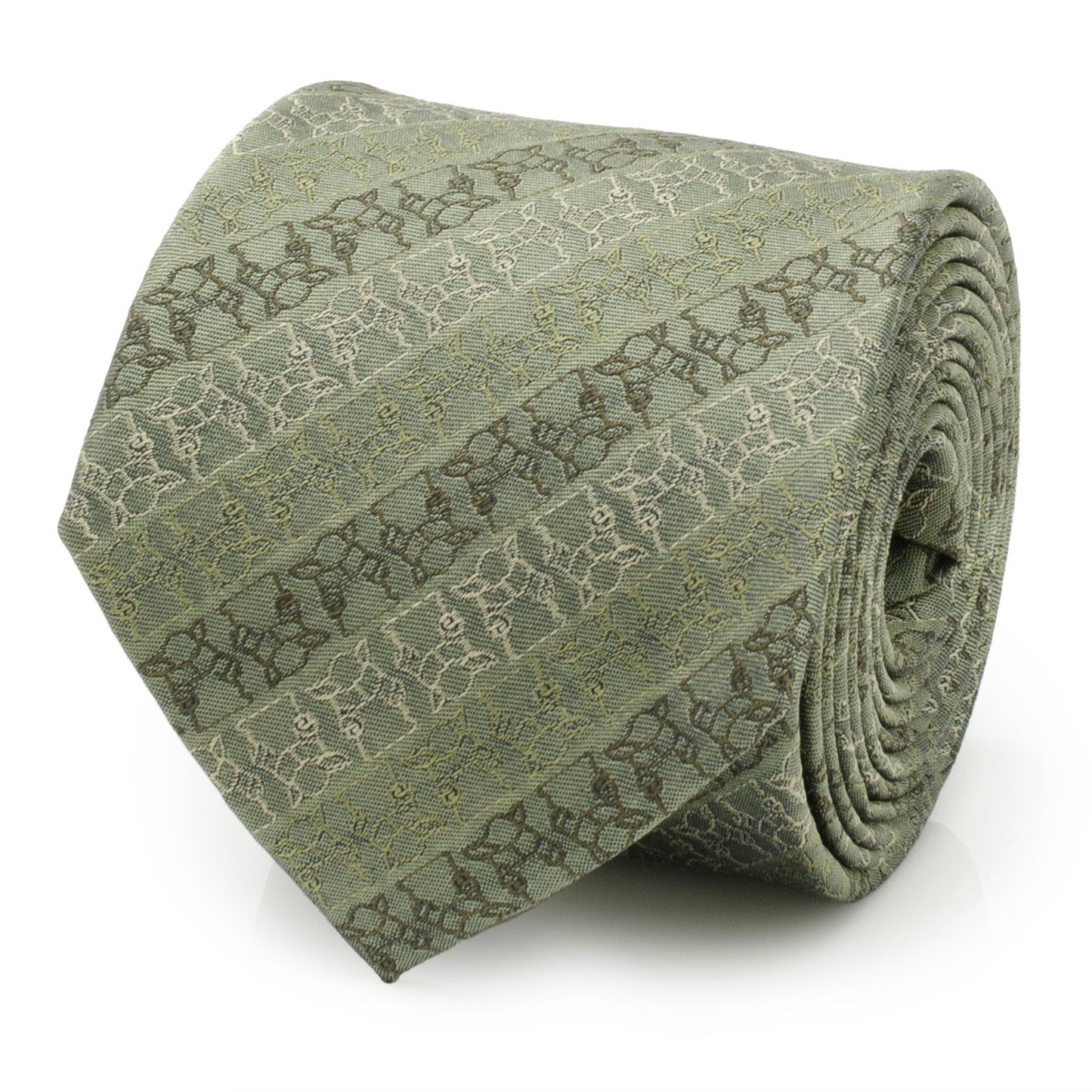 Star Wars Grogu Outline Striped Sage Green Tie