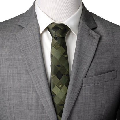 Star Wars Grogu Green Plaid Tie