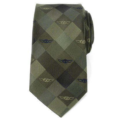 Star Wars Grogu Green Plaid Tie