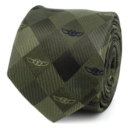 Star Wars Grogu Green Plaid Tie