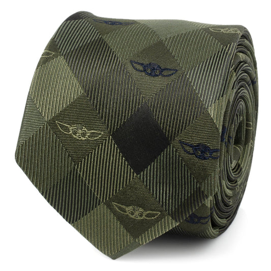 Star Wars Grogu Green Plaid Tie
