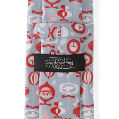 Star Wars Mandalorian and Grogu Gray and Red Holiday Tie