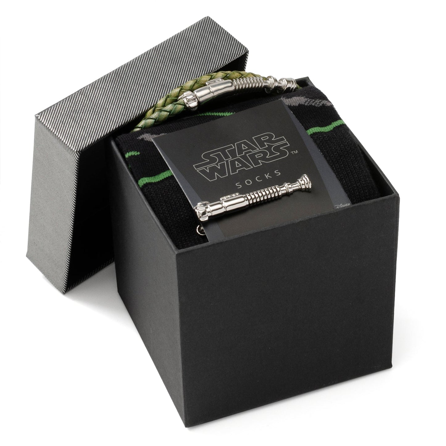 Star Wars Luke Skywalker LIGHTSABER Bracelet, Tie Clip, and Dress Socks Gift Set