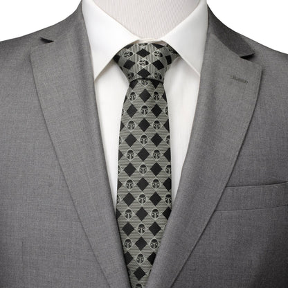Star Wars Mandalorian Black and Gray Plaid Tie