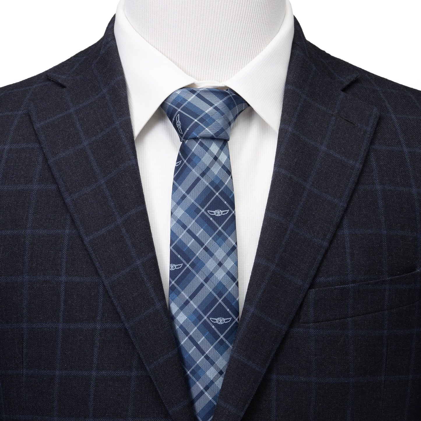 Star Wars Grogu Blue Plaid Tie