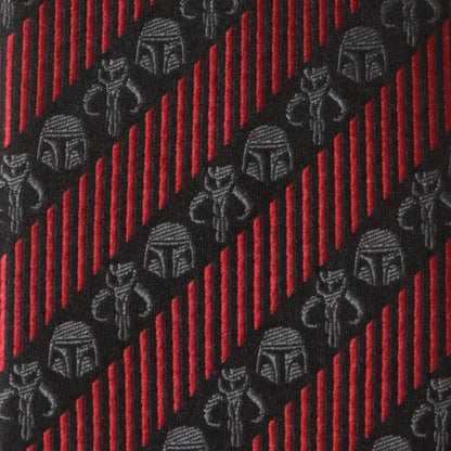 Star Wars Mandalorian Black and Red Striped Tie
