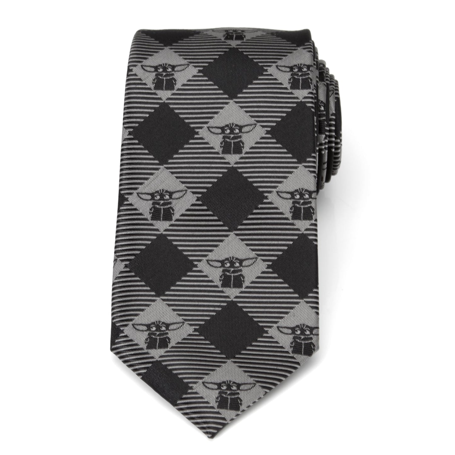 Star Wars Grogu Black Plaid Tie