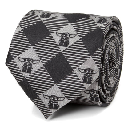 Star Wars Grogu Black Plaid Tie