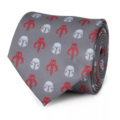 Star Wars Mandalorian and Mythosaur Red and Gray Tie