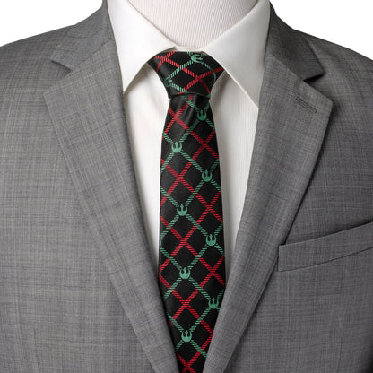 Star Wars Rebel Alliance Crest Red, Green, and Black Plaid Tie