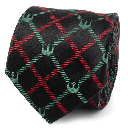 Star Wars Rebel Alliance Crest Red, Green, and Black Plaid Tie