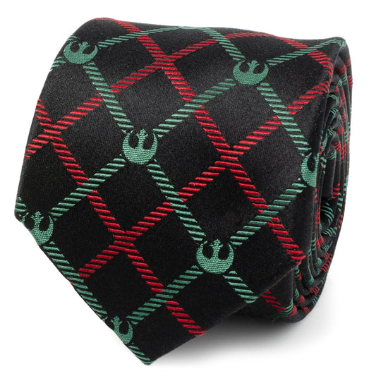 Star Wars Rebel Alliance Crest Red, Green, and Black Plaid Tie