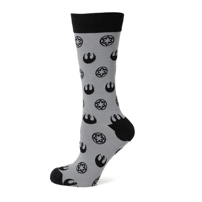 Star Wars Rebel Alliance Starbird Crest and Imperial Crest Gray Dress Socks and Lapel Pin Gift Set