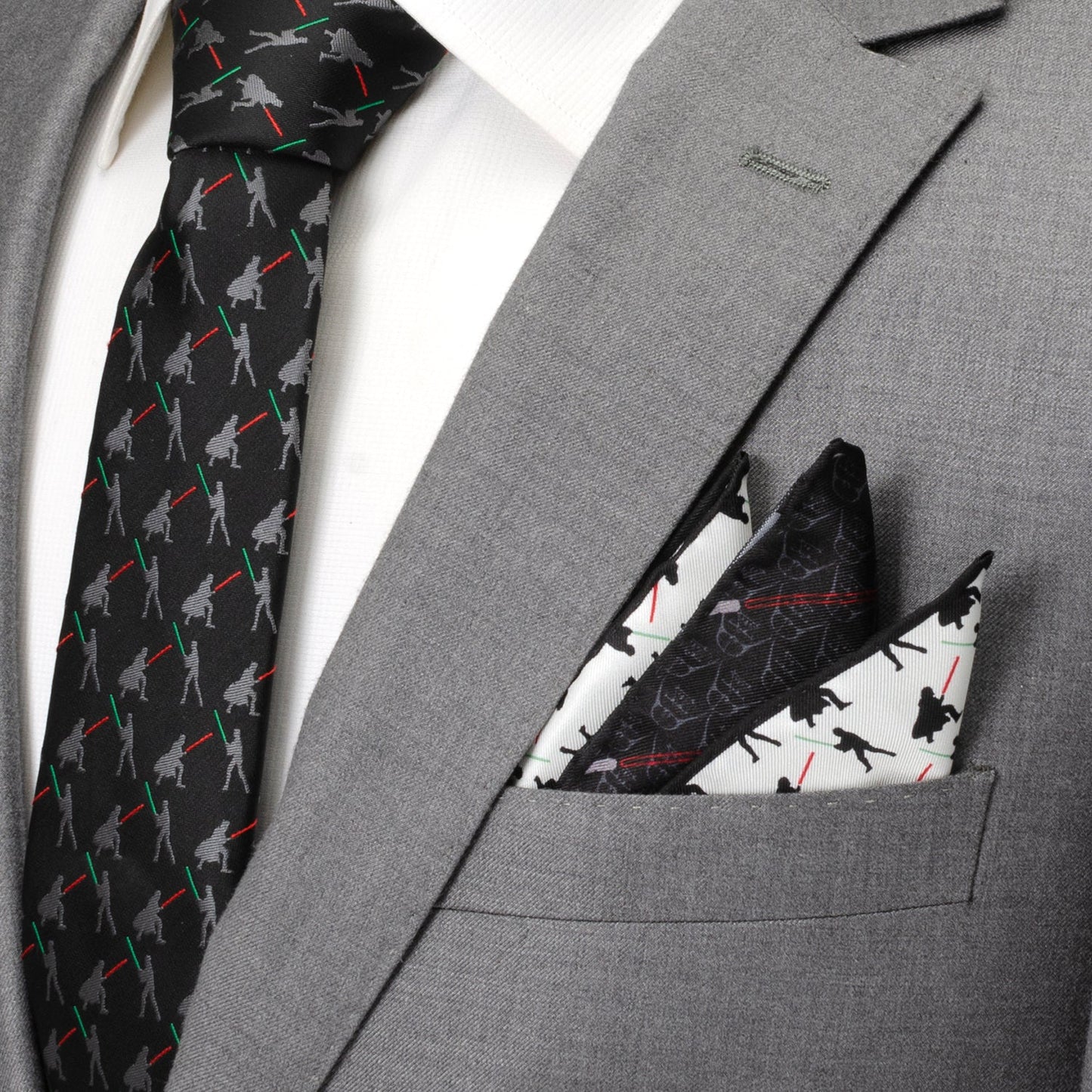 Star Wars Darth Vader and Luke Skywalker LIGHTSABER Battle Pocket Square