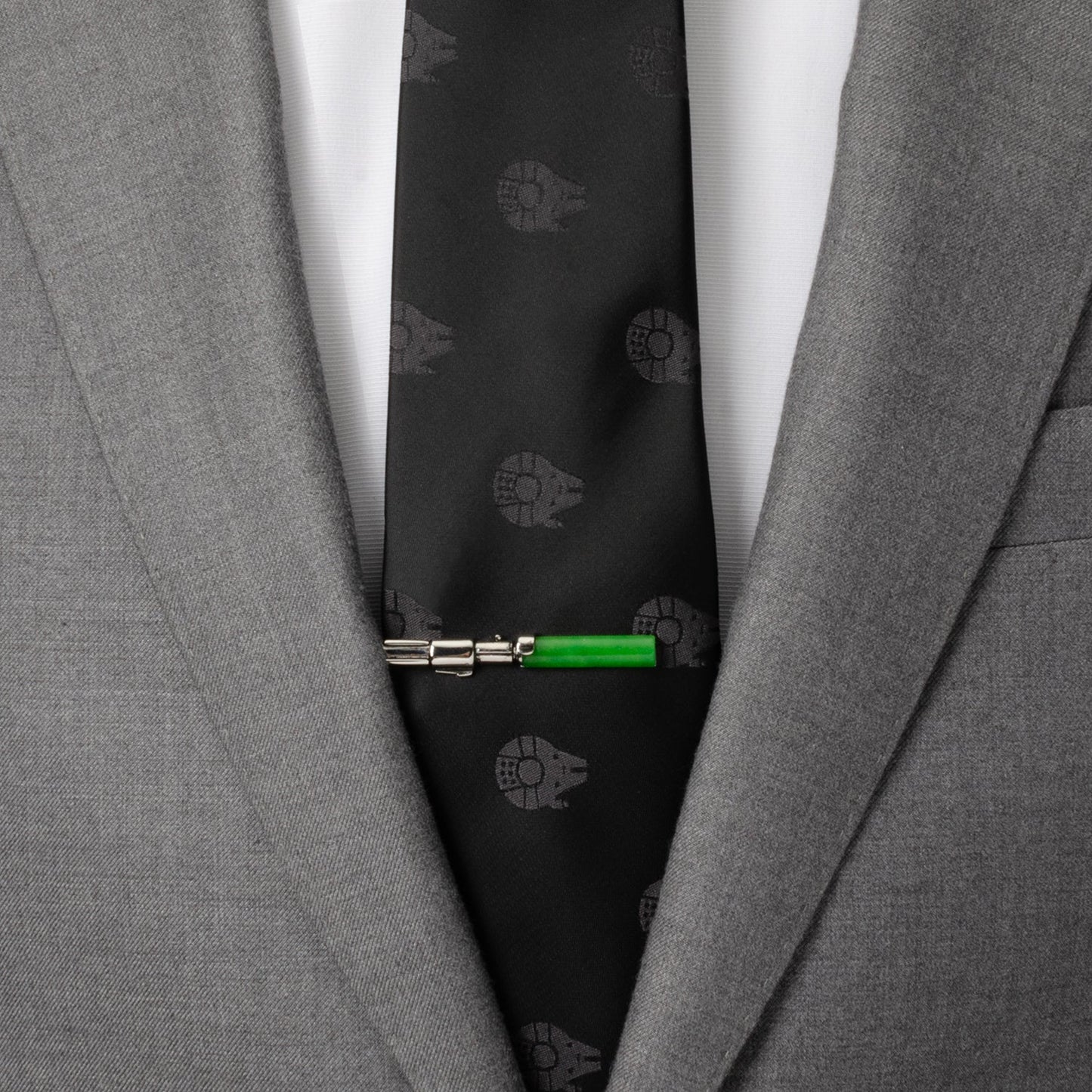 Star Wars Yoda Green and Blue Paisley Tie and LIGHTSABER Tie Clip Gift Set