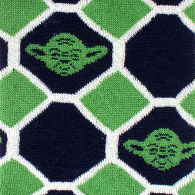 Star Wars Yoda Green and Navy Checkered Dress Socks and Jedi Crest Lapel Pin Gift Set