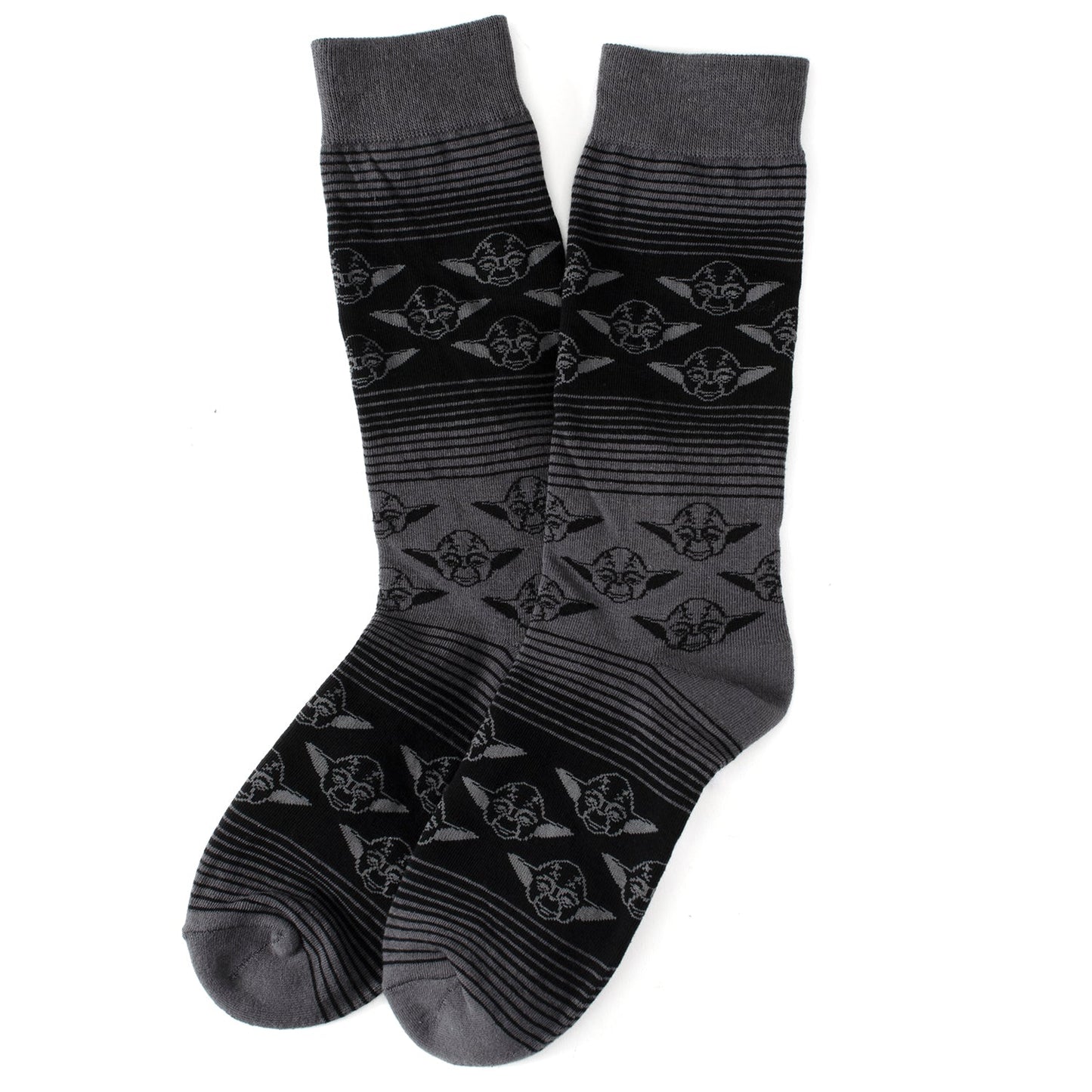 Star Wars Yoda Green, Gray, and Black Ombre Dress Socks and Jedi Crest Lapel Pin Gift Set