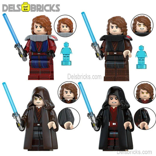 Star Wars Lego Custom Minifigure Set - Anakin Skywalker Set of 4