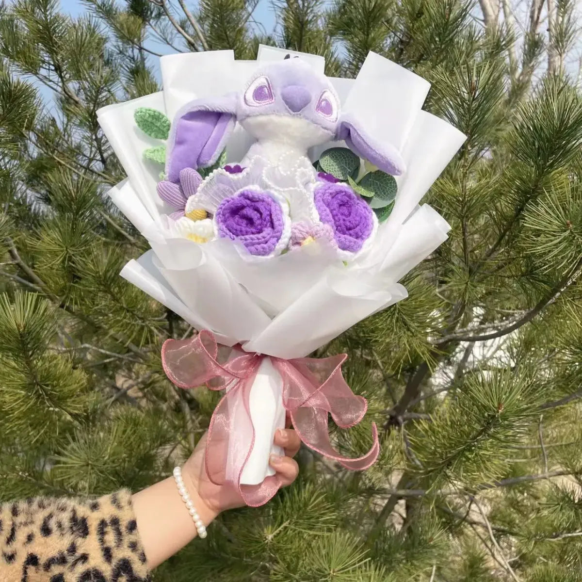 Disney Stitch & Angel Plush Bouquet – Handmade Gift for Valentine’s & Holiday