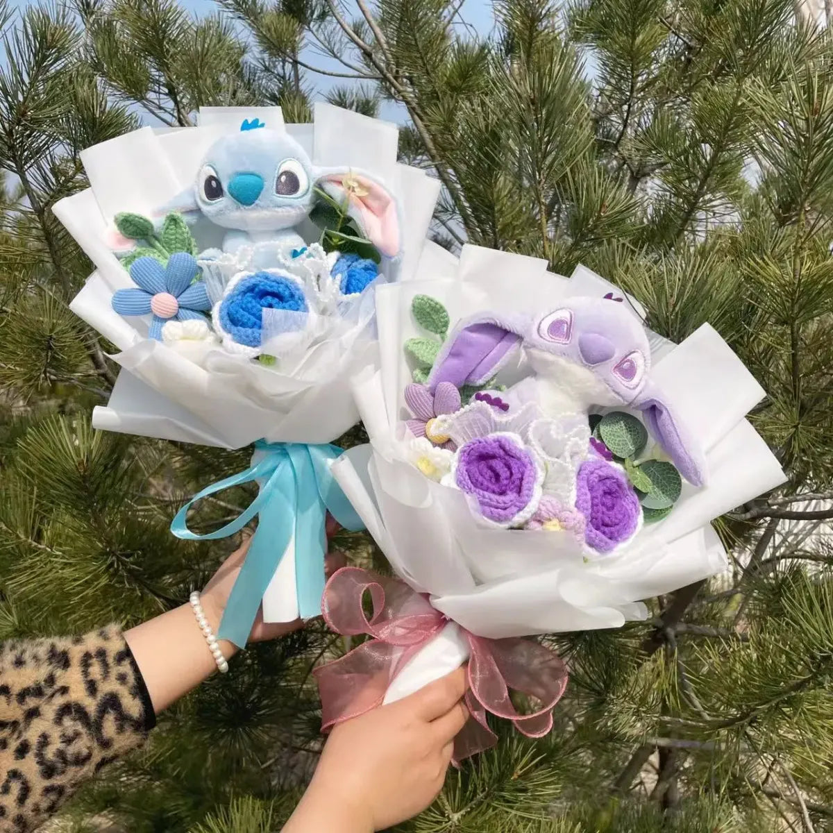 Disney Stitch & Angel Plush Bouquet – Handmade Gift for Valentine’s & Holiday