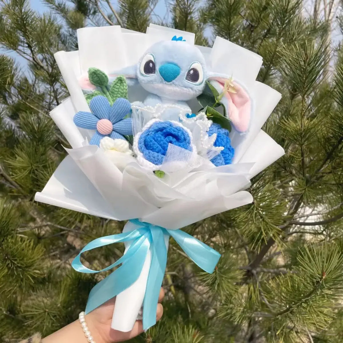 Disney Stitch & Angel Plush Bouquet – Handmade Gift for Valentine’s & Holiday